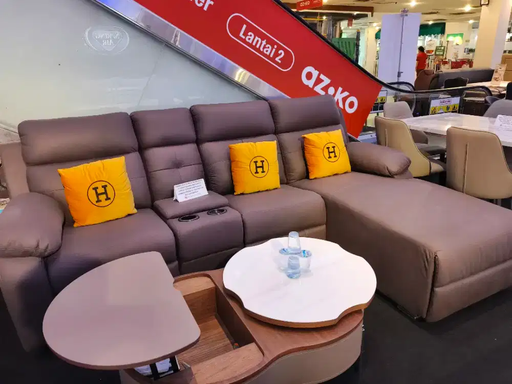 SOFA L WITH CUP HOLDER NEW ARRIVAL FREE COFFEE TABLE