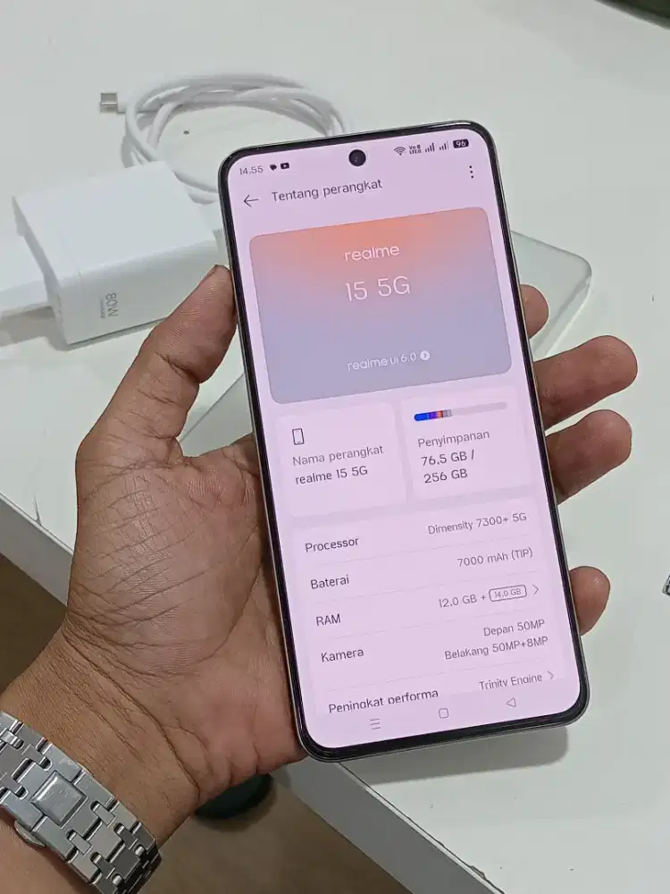 Realme 15 5G 12/256 GB SUIT TITANIUM Fullset Garansi