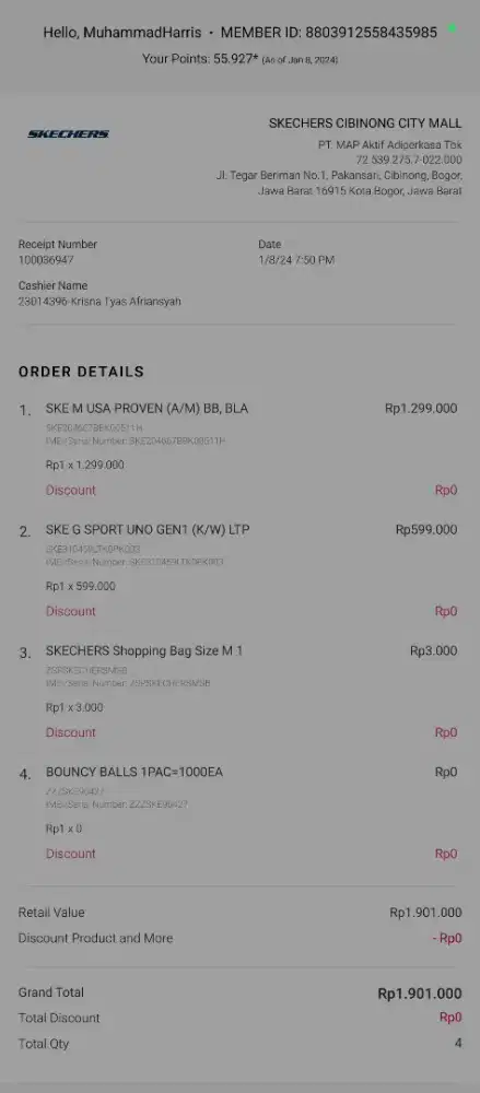 Sepatu hitam Skechers