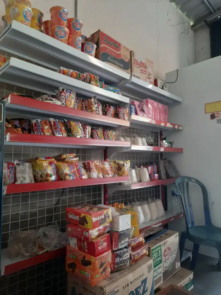 Rak minimarket warna merah tinggi 170