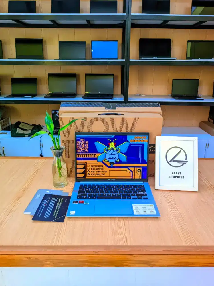 Laptop asus vivobook 14 oled r5-5600H 8GB/512GB NVMe fullset layar 2K