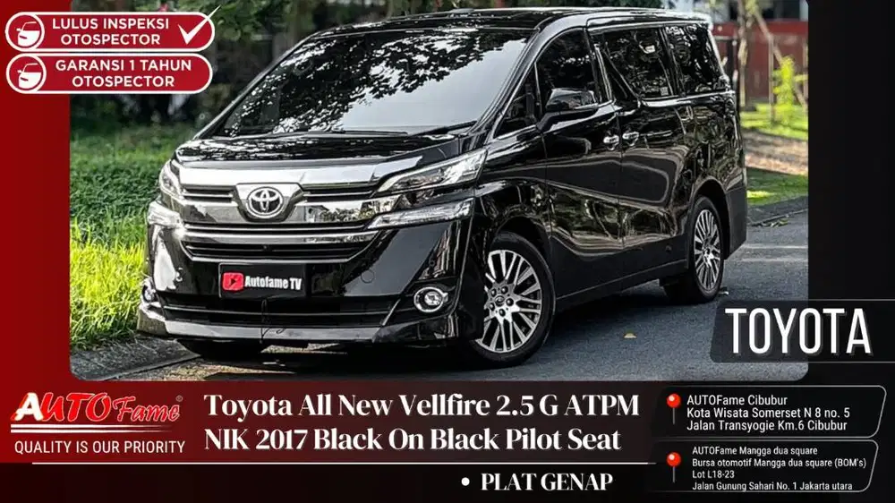 Toyota All New Vellfire 2.5 G ATPM NIK 2017 Black On Black Pilot Seat