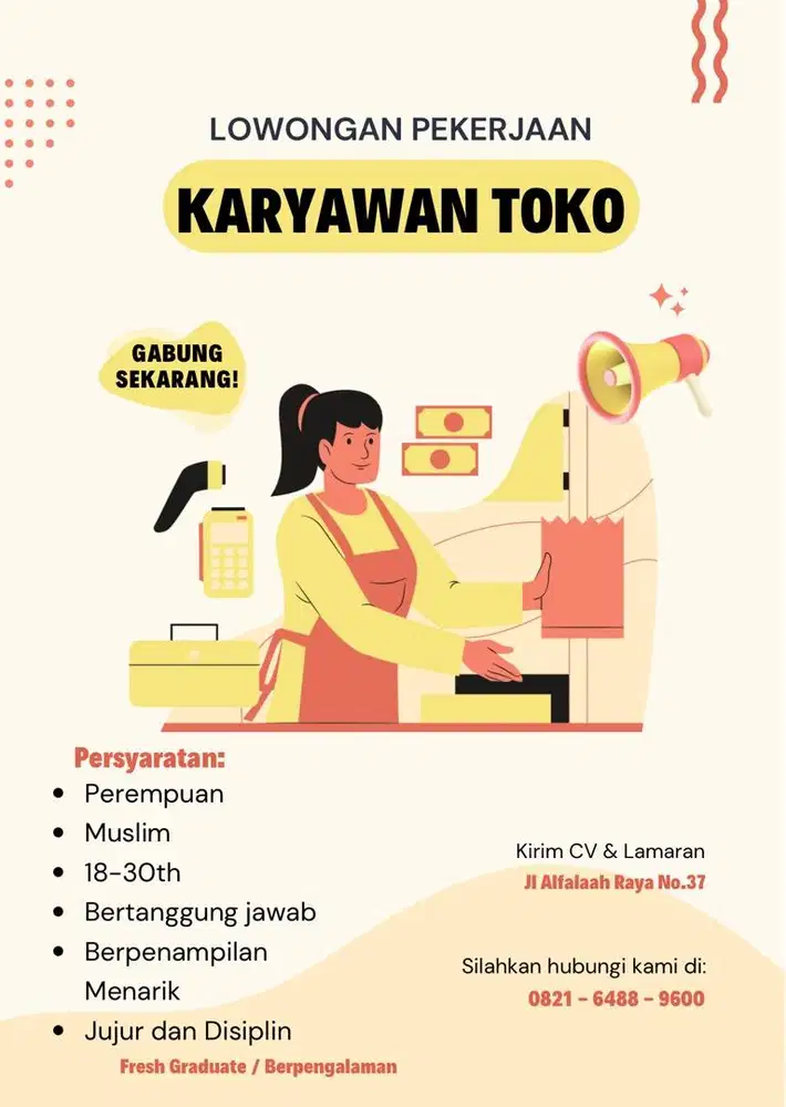 LOKER KASIR TOKO ROTI ( FULL TIME )