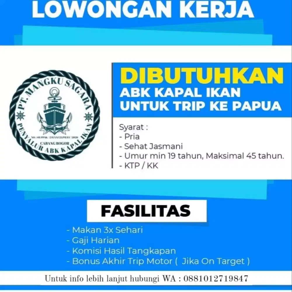 ABK KAPAL IKAN KONTRAK 3 BULAN