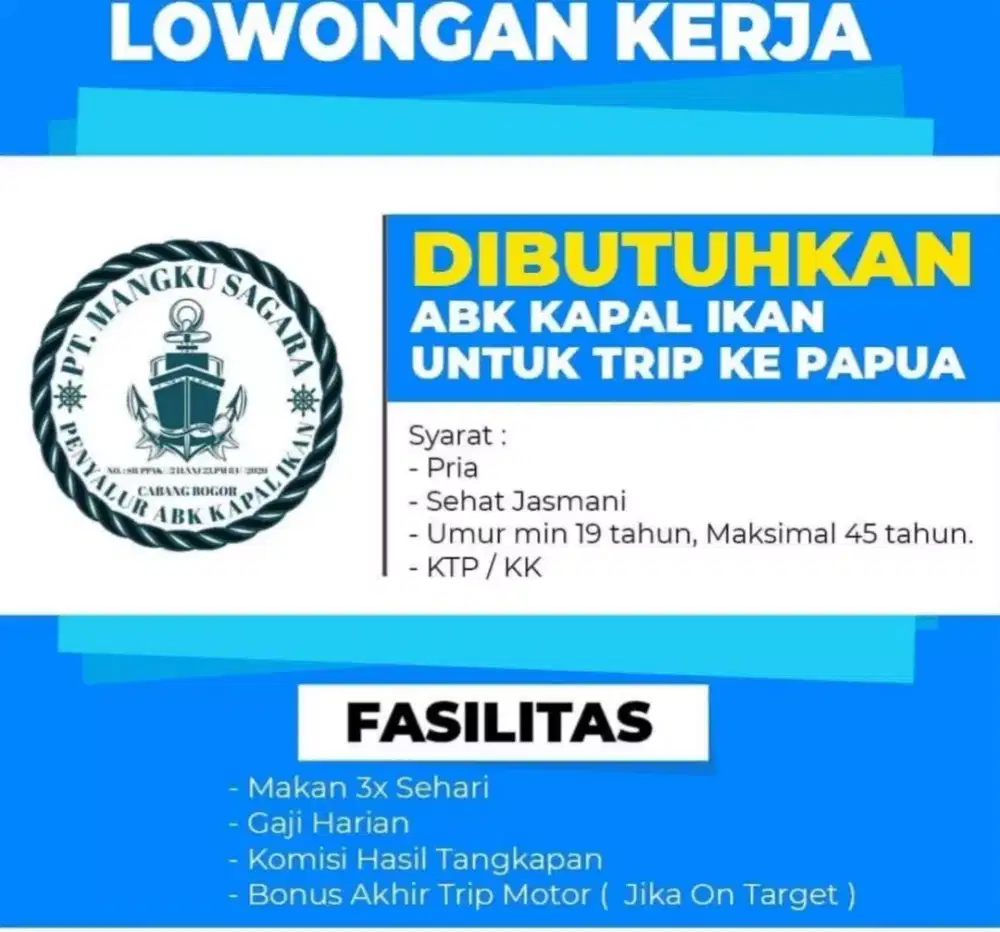 LOWONGAN KERJA ABK KAPAL IKAN