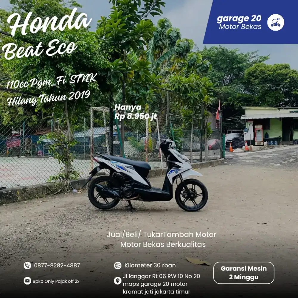Honda Beat Eco 110cc Pgm_Fi STNK Hilang Tahun 2019 Pajak Off