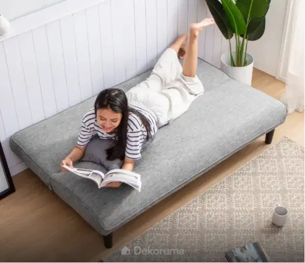 Heim Studio NOBU Sofa Bed Kain - Abu-abu Muda