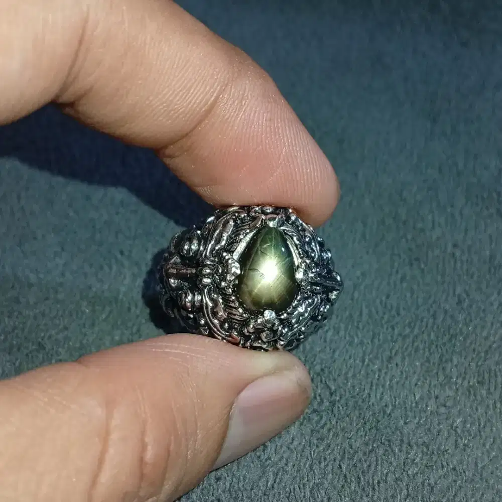 Natural 12 Ray Star Black Sapphire Bangsing Star 4 ct