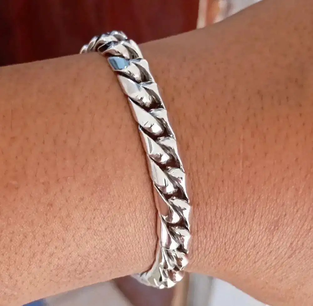 Gelang rantai perak tebal handmade