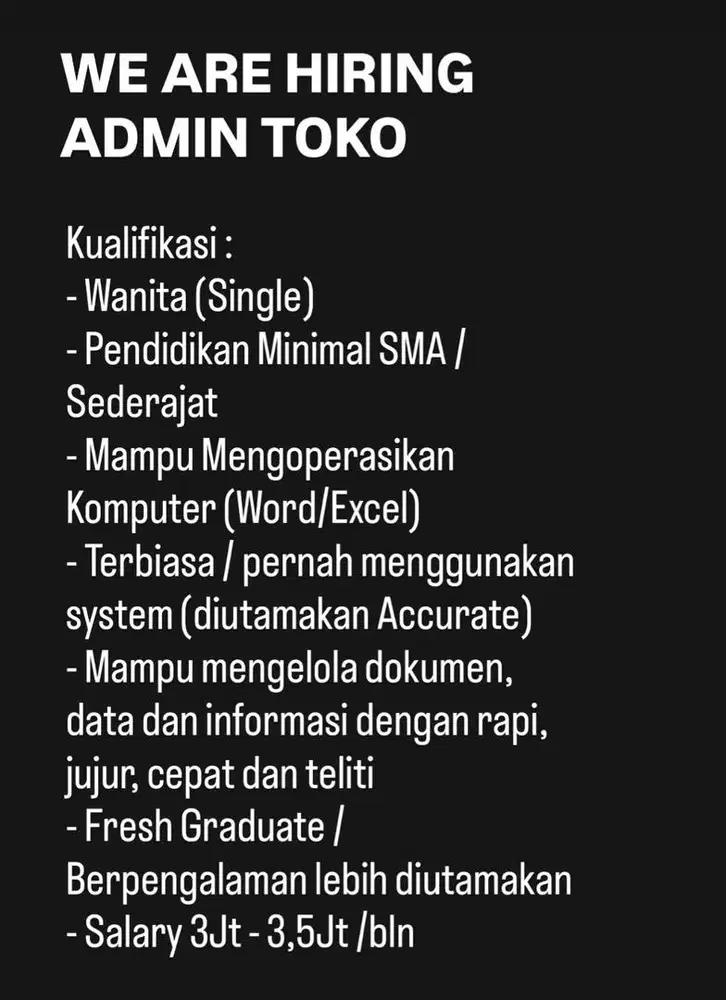 Lowongan kerja admin