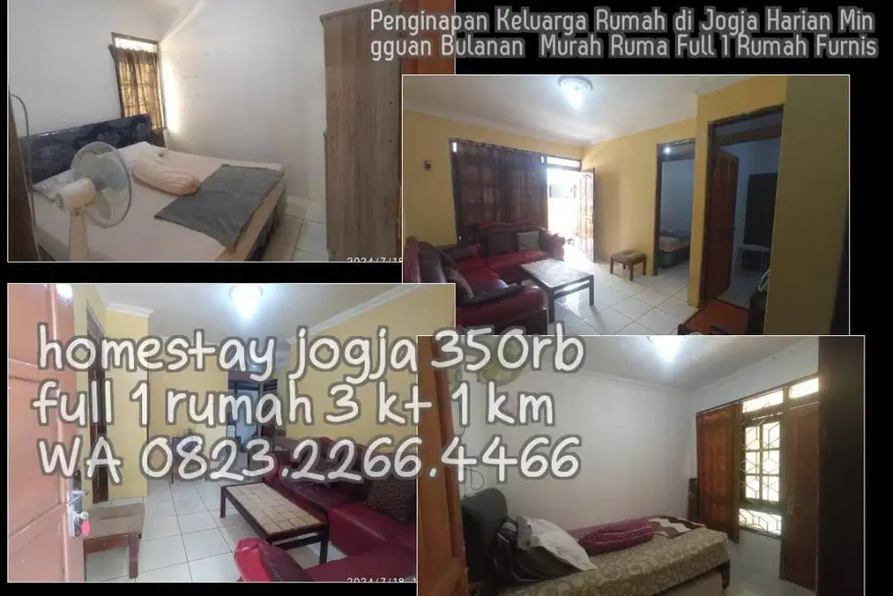 Penginapan Keluarga Rumah di Jogja Harian Mingguan Bulanan  Murah Ruma
