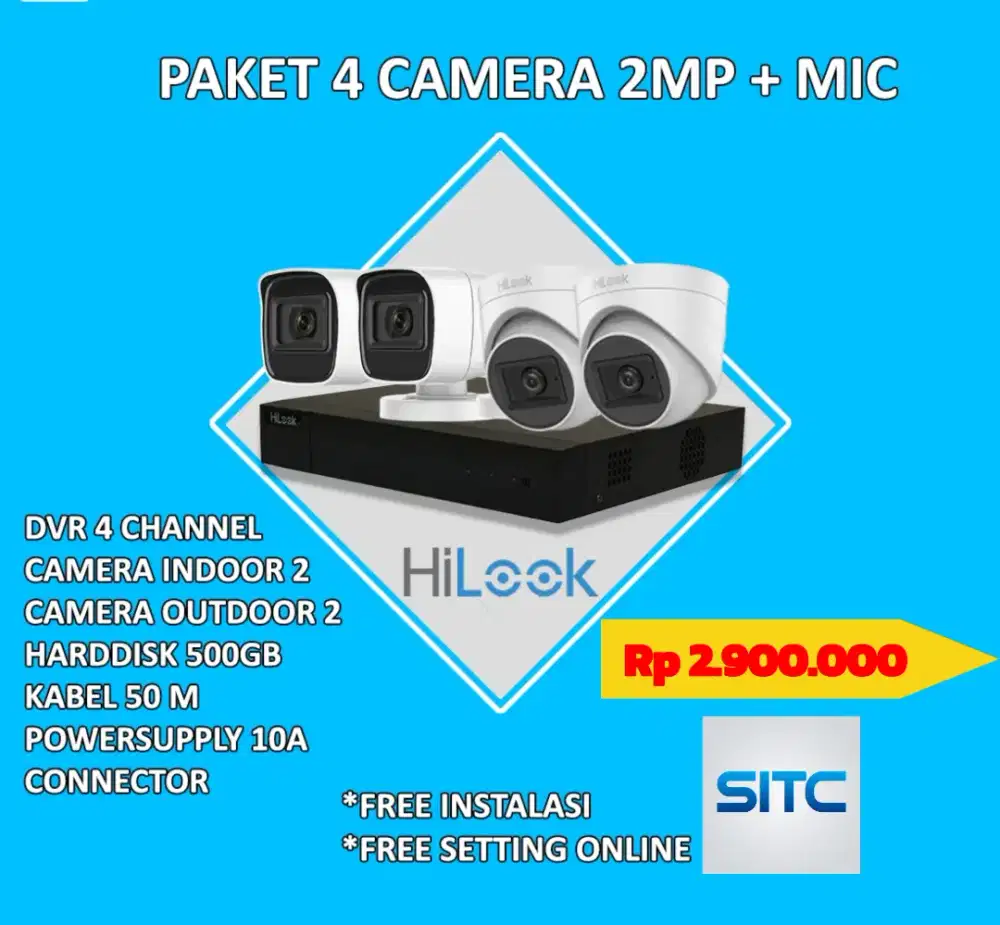 PAKET 4 CAMERA CCTV HILOOK ANALOG
