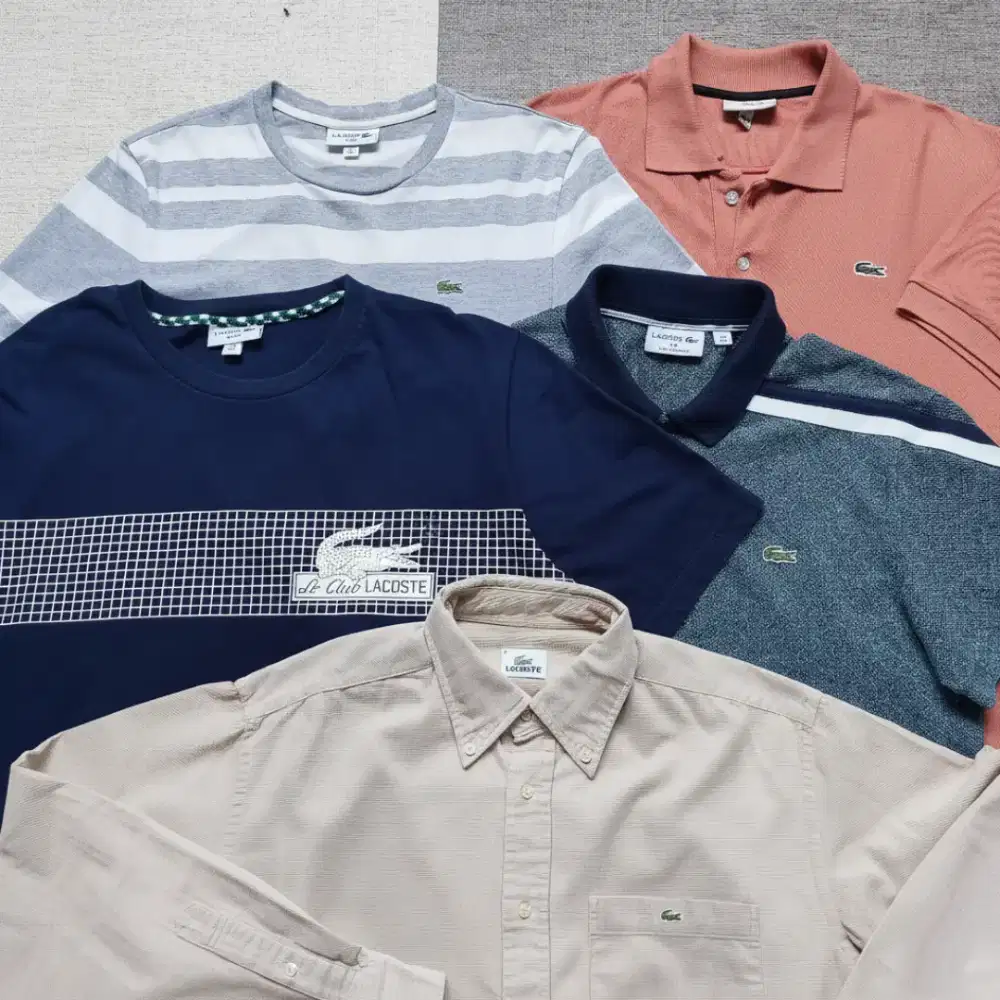 Kaos Lacoste Striped Grey white Size No.5