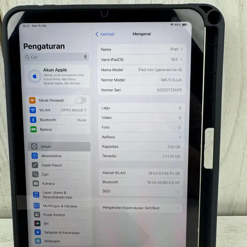 Ipad Mac Mini 6 256 Gb
Fullset box bawaan 
Mulus Like New