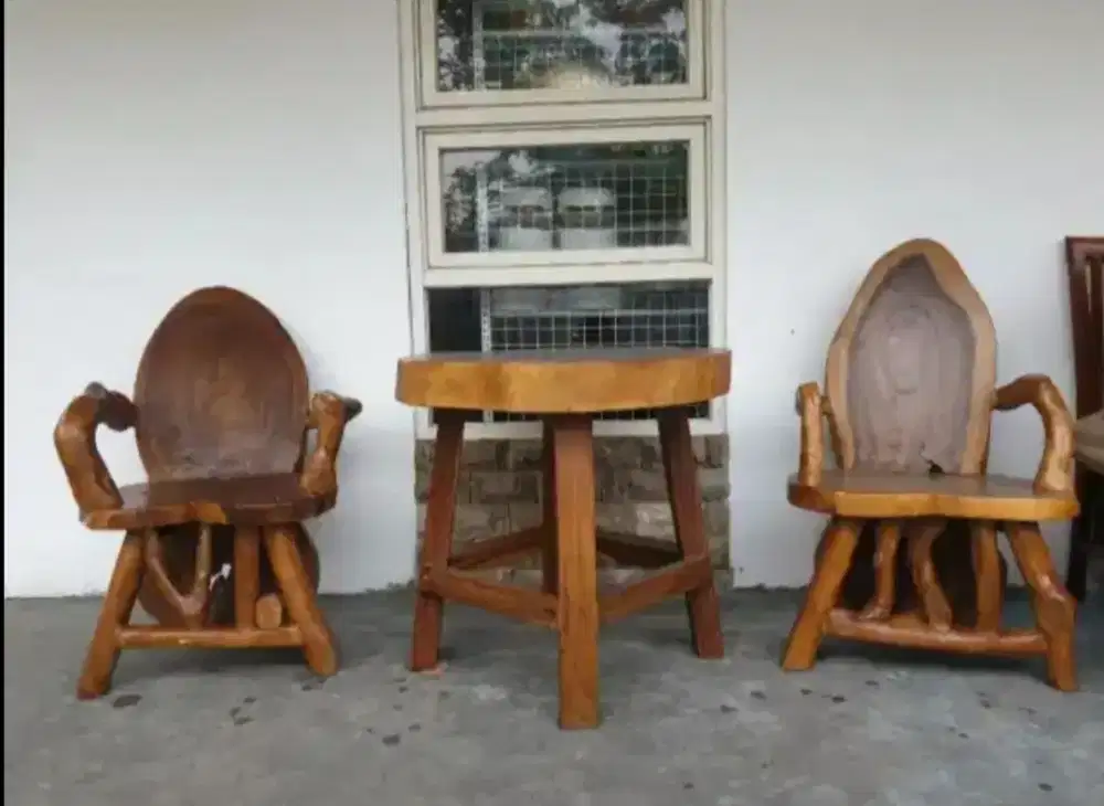 Set meja teras Trembesi jati