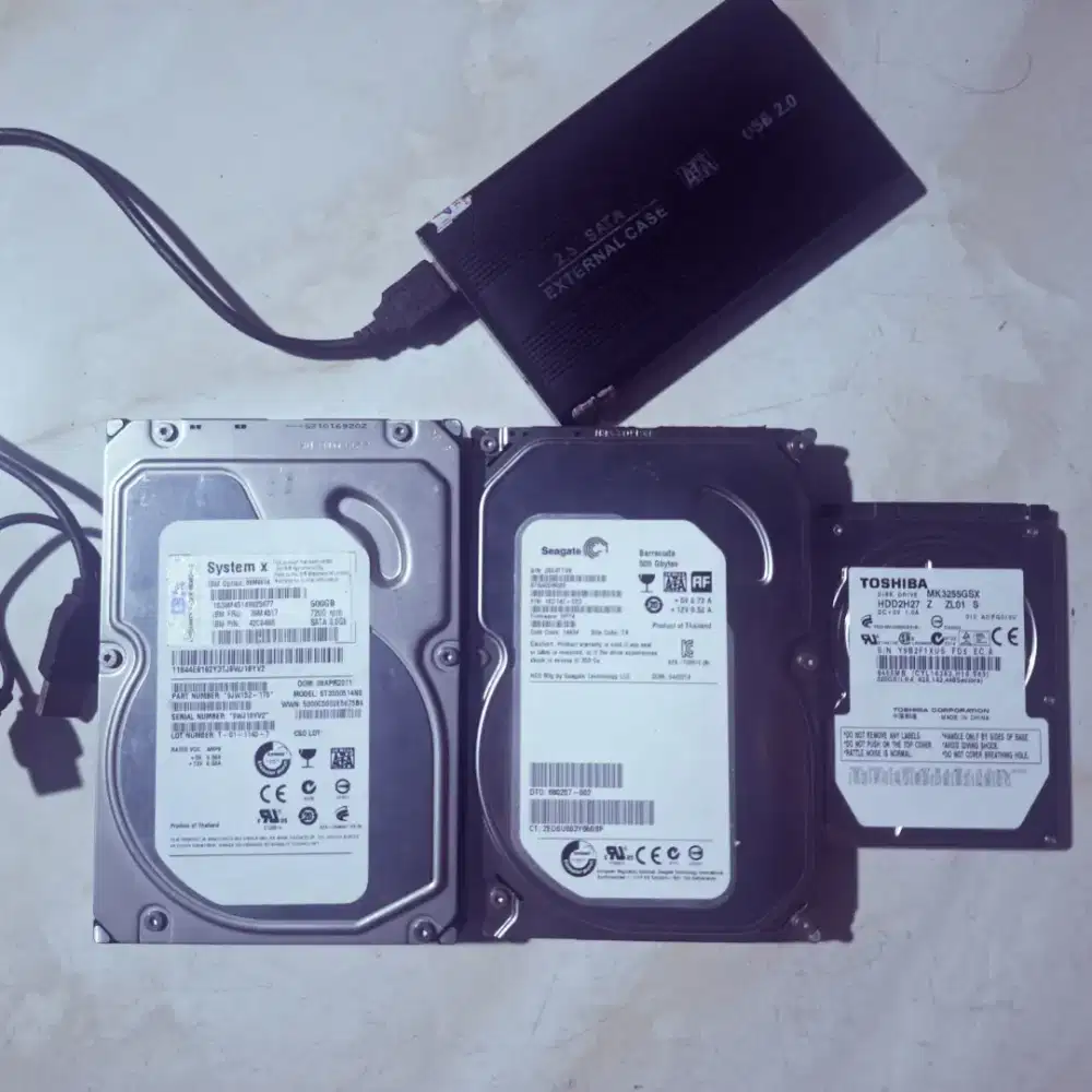 Paket 3 Hdd 2x 500GB dan 1x 310 GB bonus hdd case