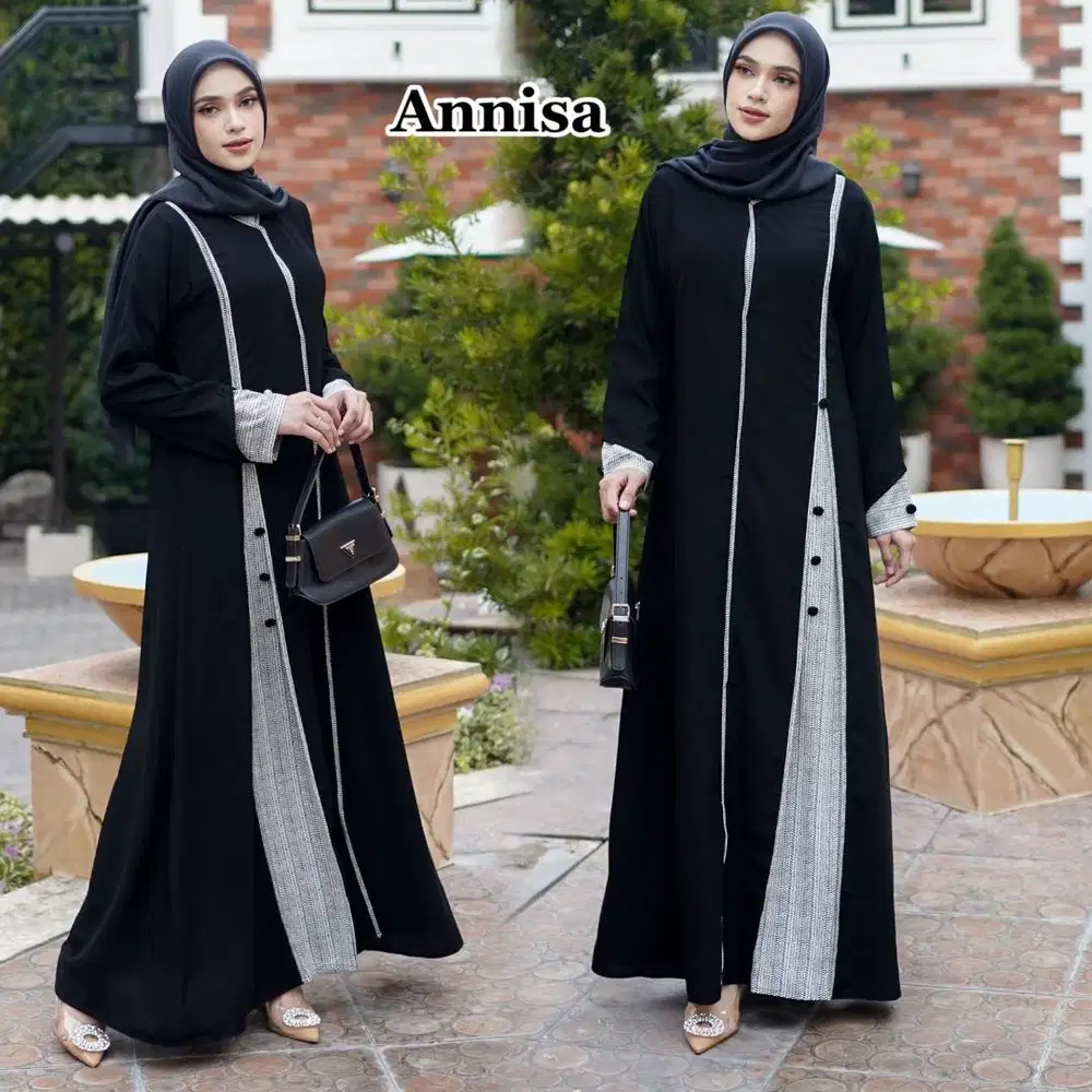 Busana Huzel Abaya Hitam Muslim .