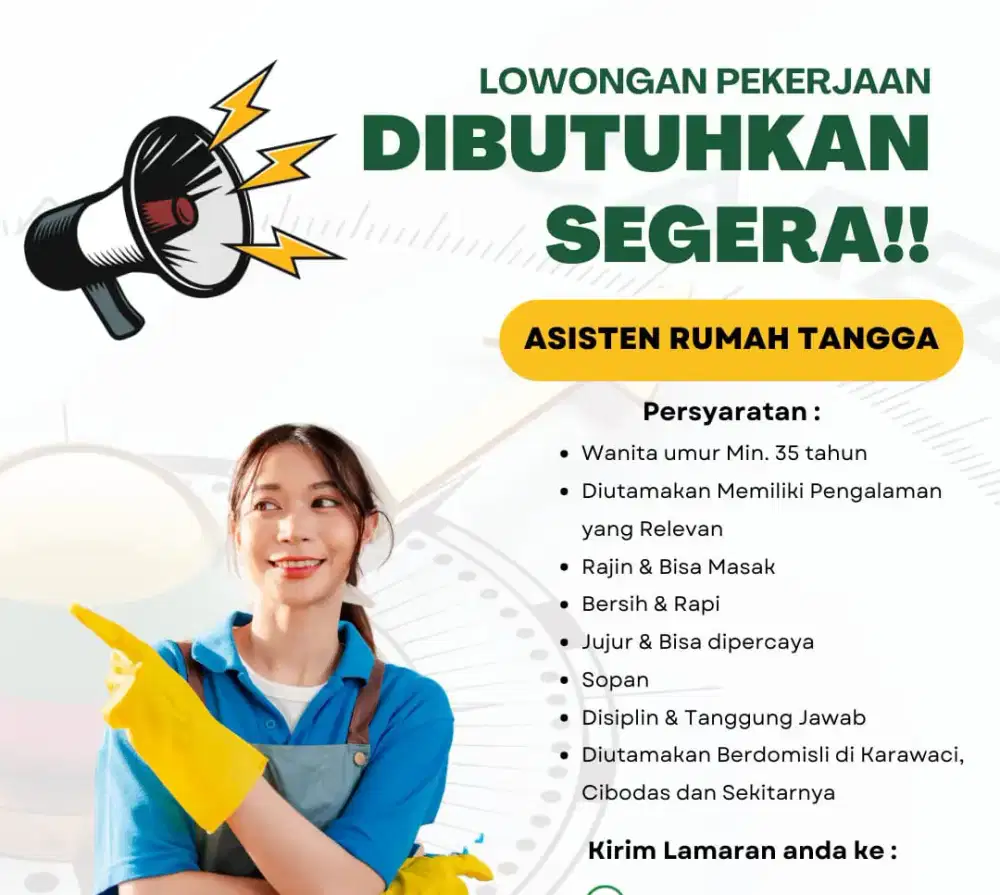 LOWONGAN PEKERJAAN ASISTEN RUMAH TANGGA