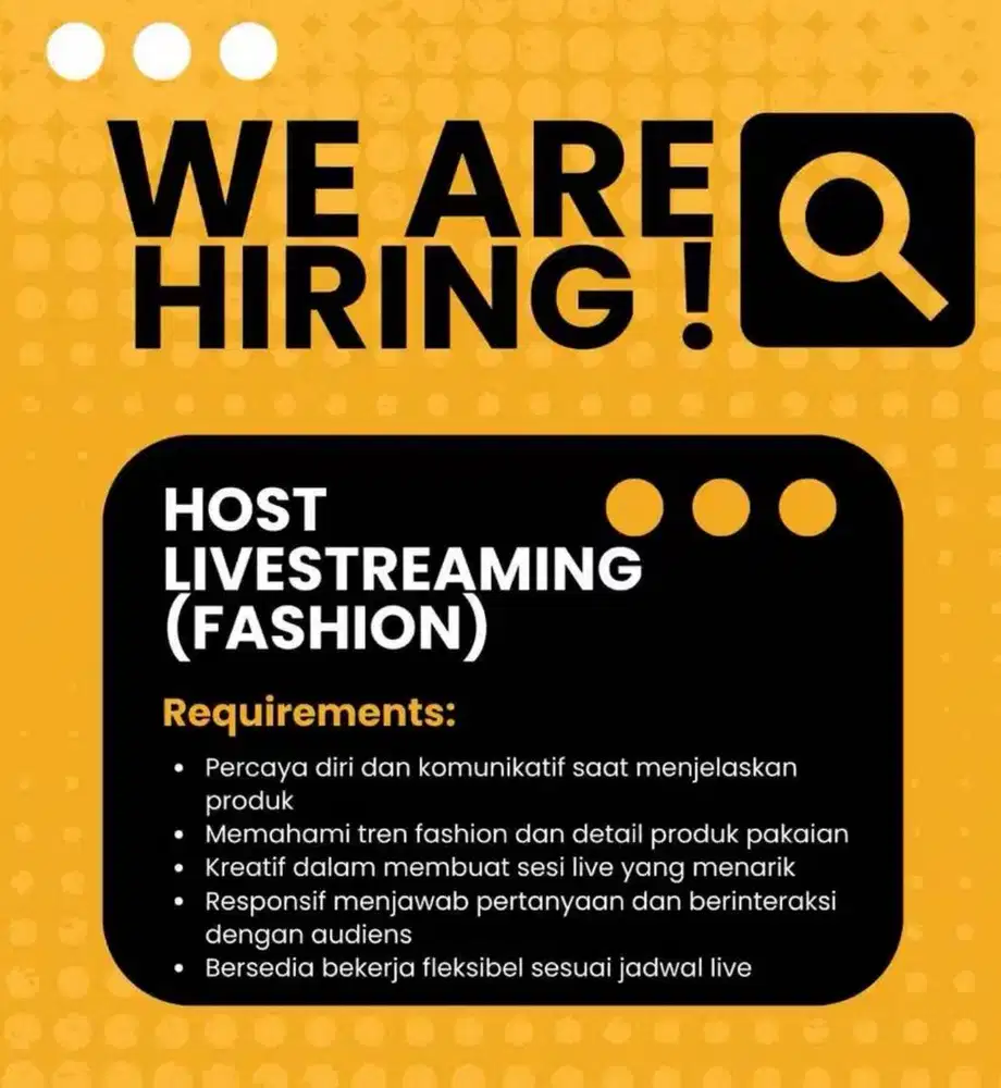 lowongan host live streaming