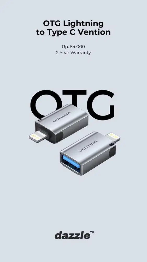 OTG VENTION USB TO LIGHTNING GARANSI 2 TAHUN