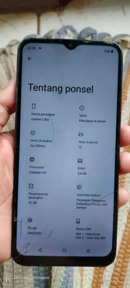 Realme c30s.  3/32. Mnus retak normal semua
