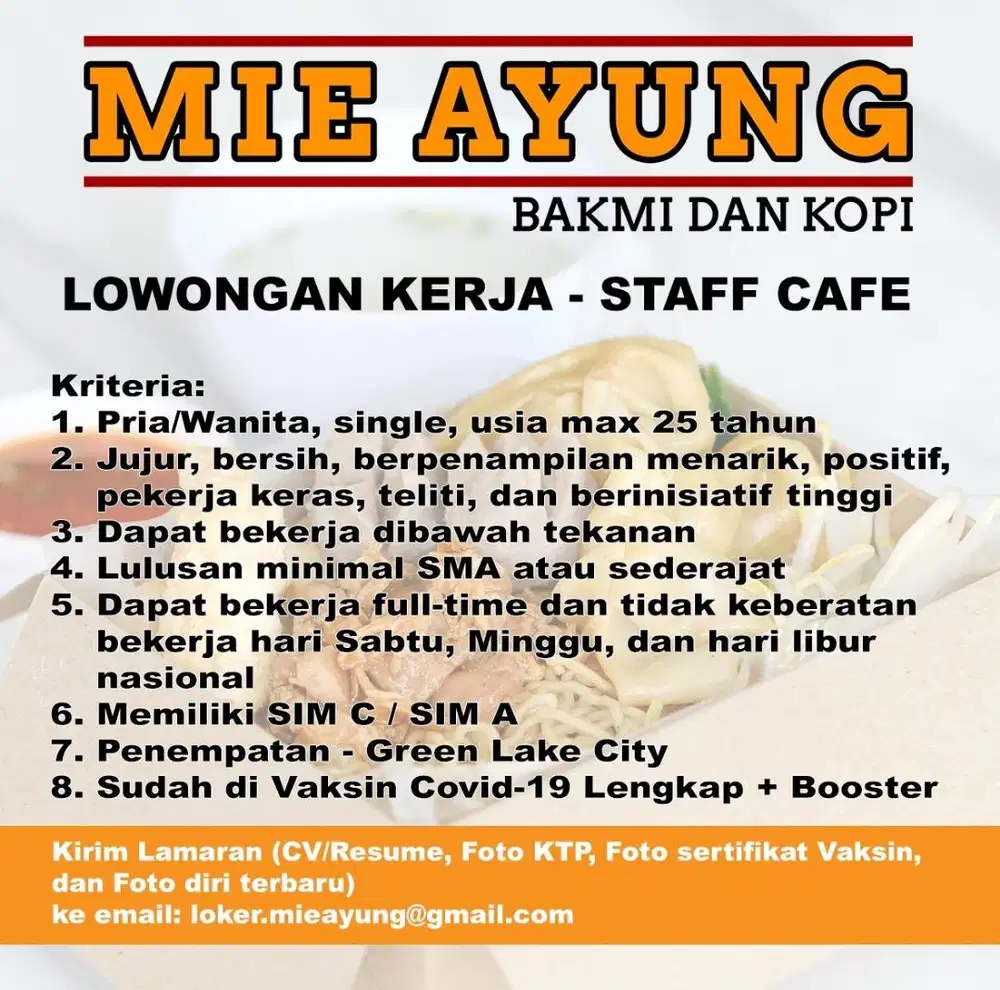 Dicari staff kafe