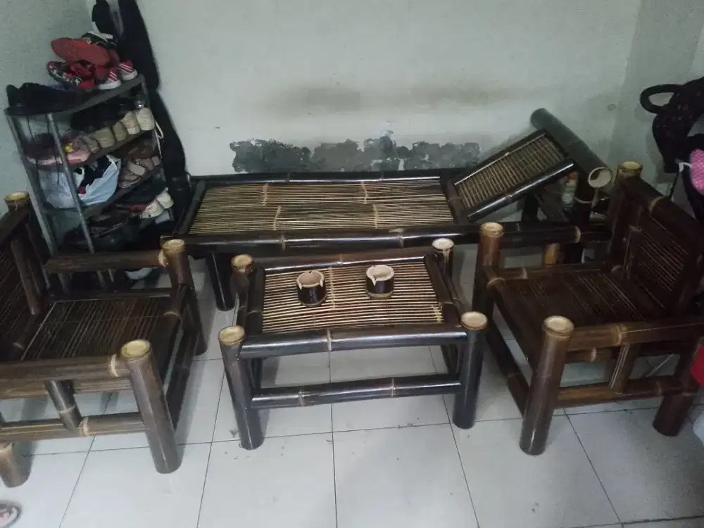 Kursi Teras Bambu Hitam