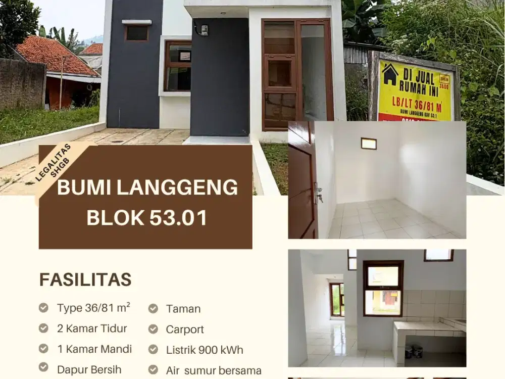 Rumah ready stock di Kav BSM Bumi Langgeung bisa KPR Bank