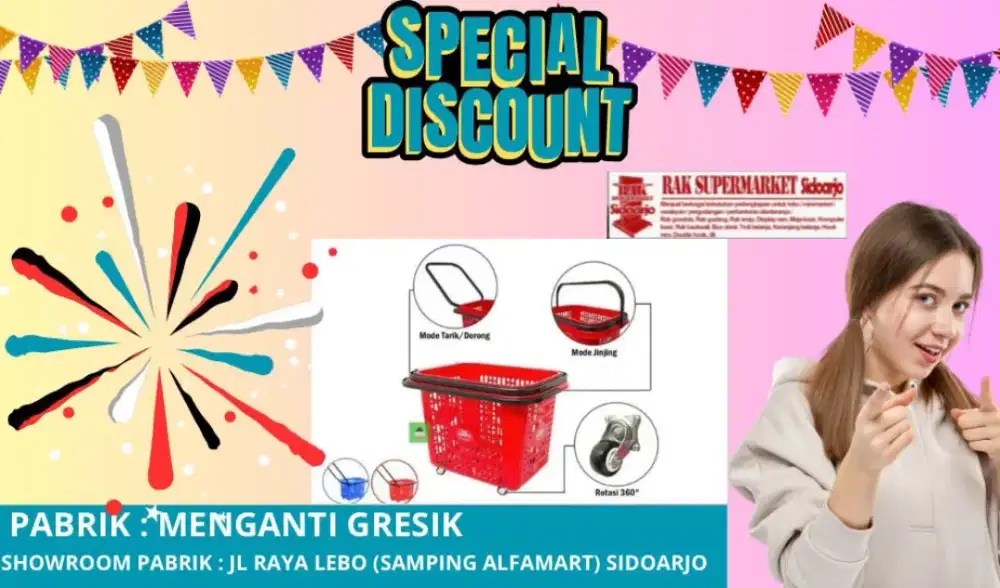 Keranjang tarik supermarket