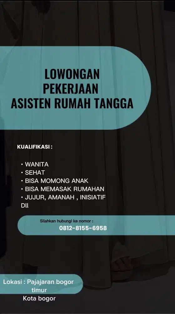 Dibutuhkan segera art PP daerah bogor
