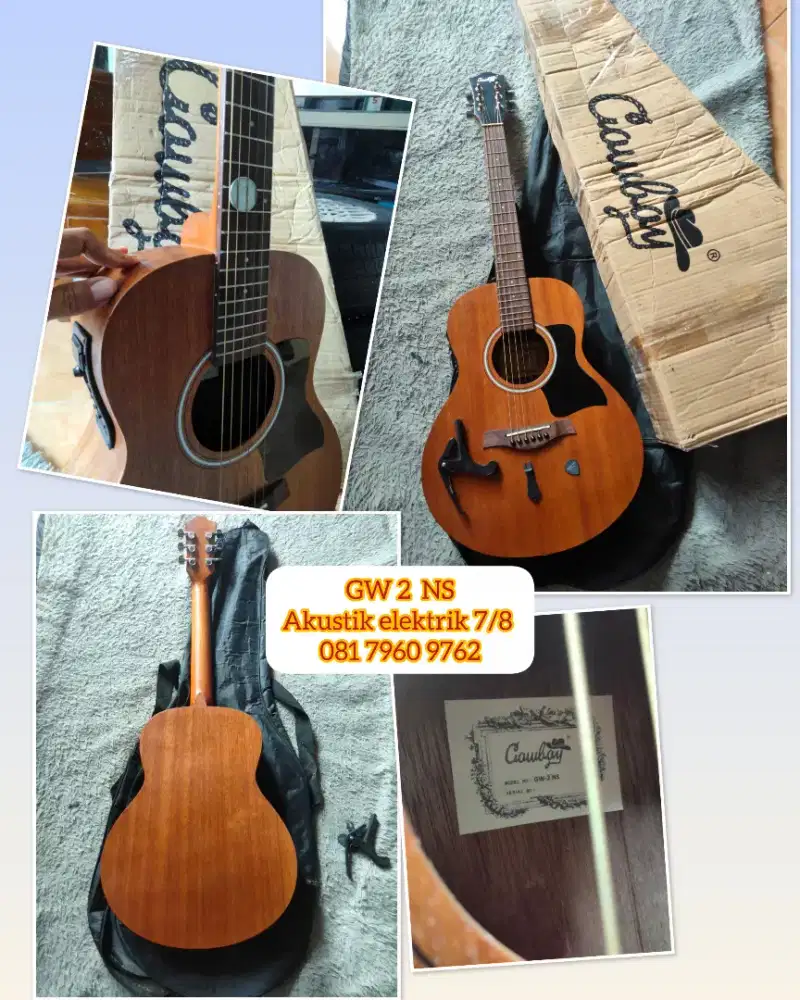 Gitar akustik elektrik Cowboy original GW 2 ukuran 7/8 siap pakai