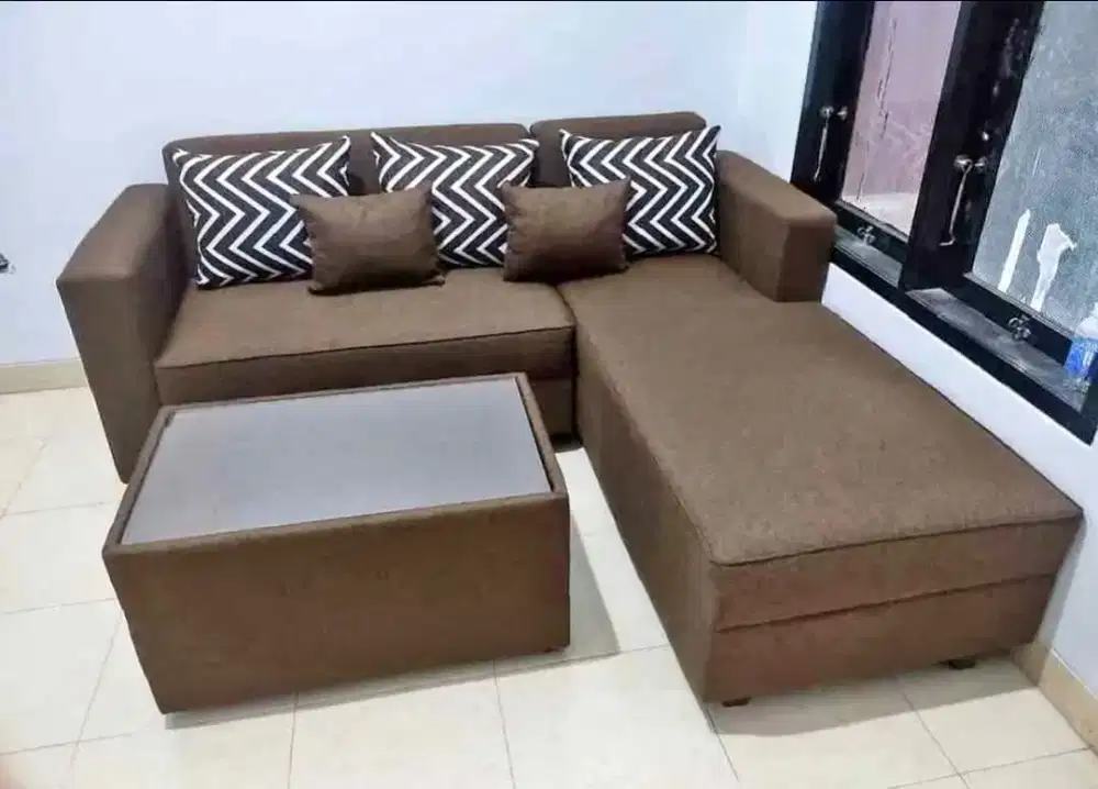 Sofa L selonjor minimalis