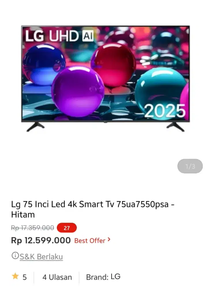 Lg led smart tv 75 inci