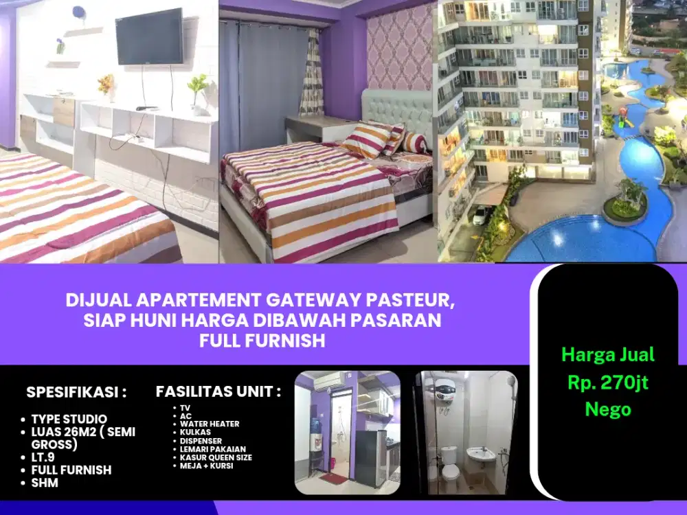 Dijual unit tipe studio gateway pasteur