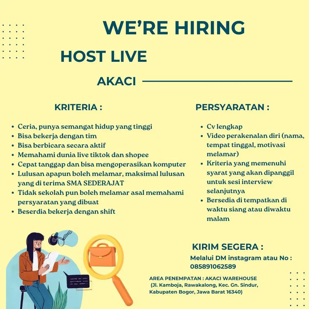 DIBUTUHKAN HOST LIVE