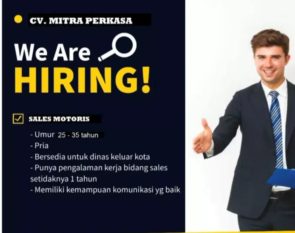 Dibutuhkan Sales dan Driver
