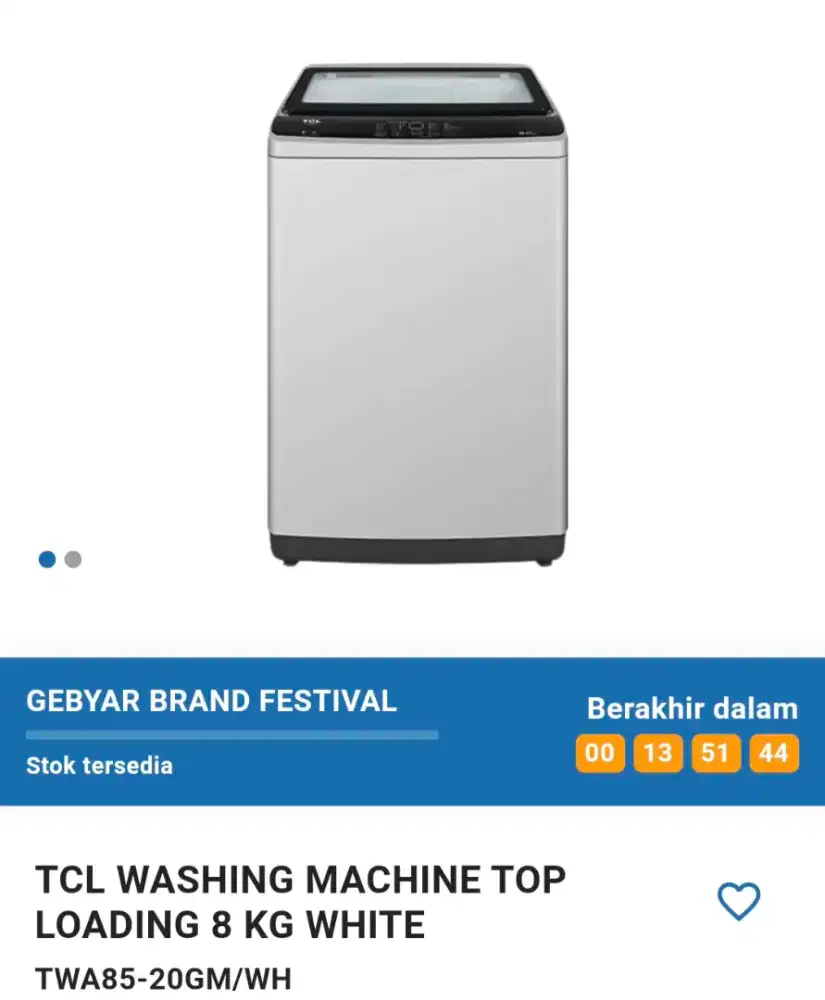 TCL WASHING MACHINE TOP LOADING 8KG