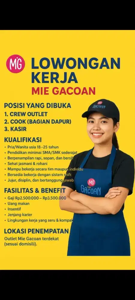 Loker Crew Outlet Mie Gacoan