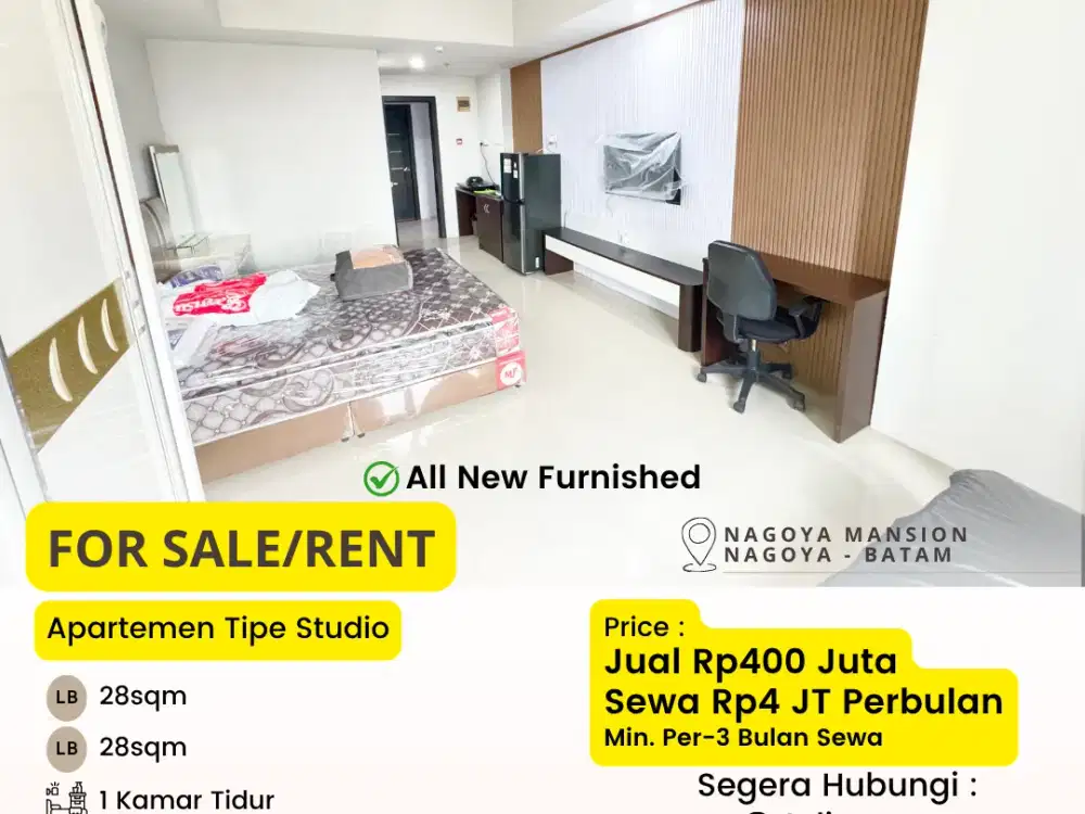 Disewa Apartemen Studio All New Furnished di Nagoya Mansion Batam
