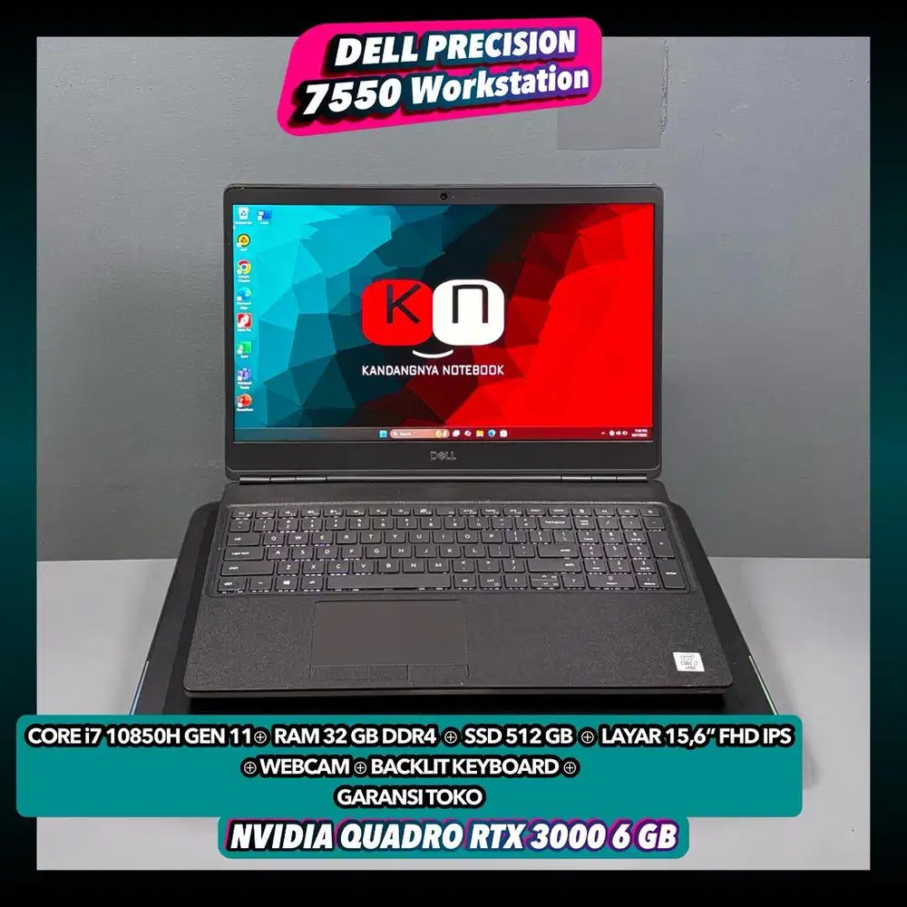 Dell precision 7550 Quadro RTX3000 6GB i7 10800H RAM 32Gb Workstation
