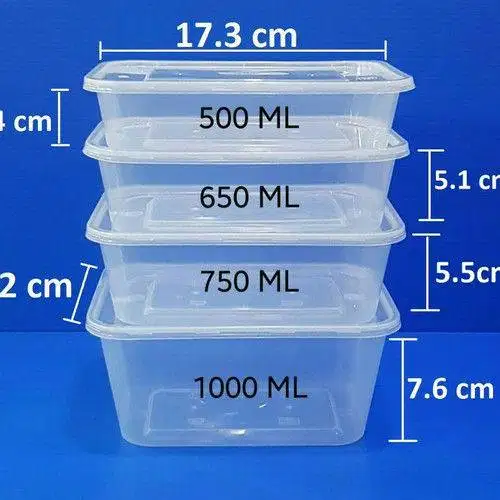 WADAH PLASTIK THINWALL RECTANGLE / PERSEGI UKURAN 250,300,450,1000 ML