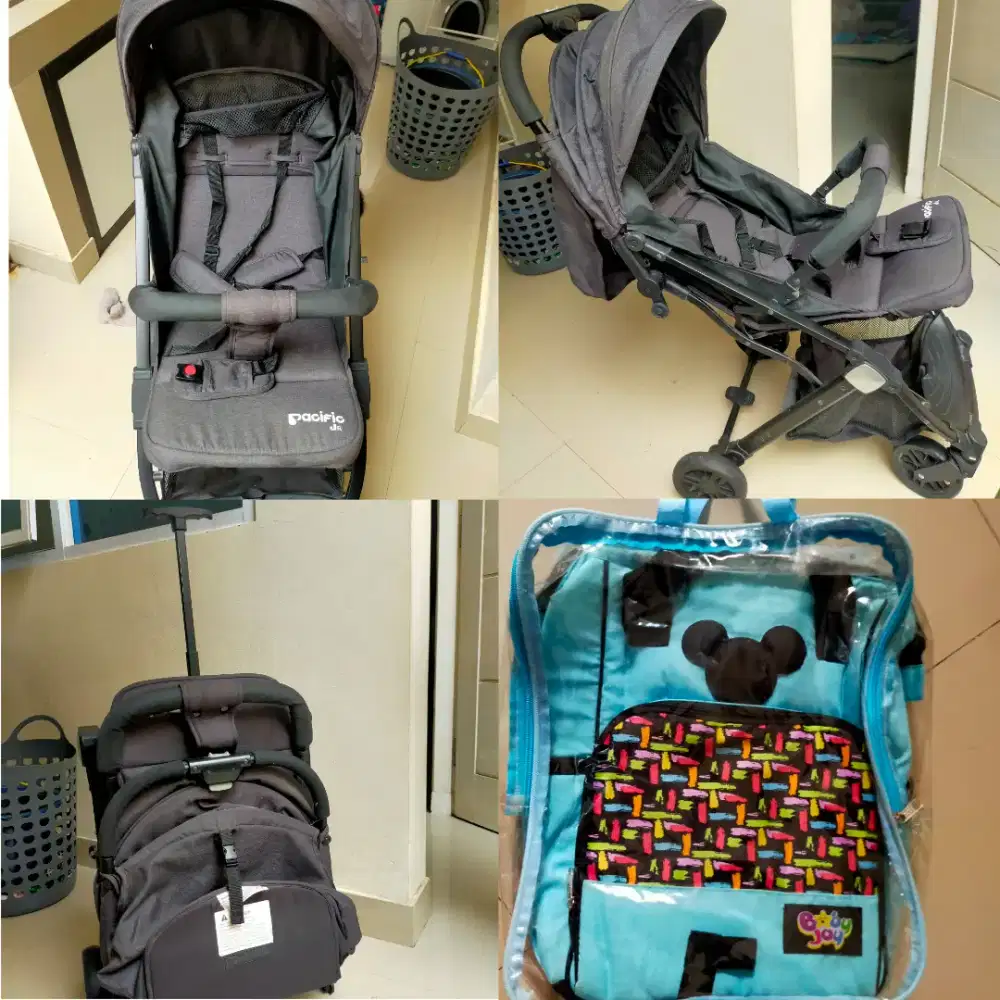 Stoller merk Pacific Hitam Bonus Baby Bag