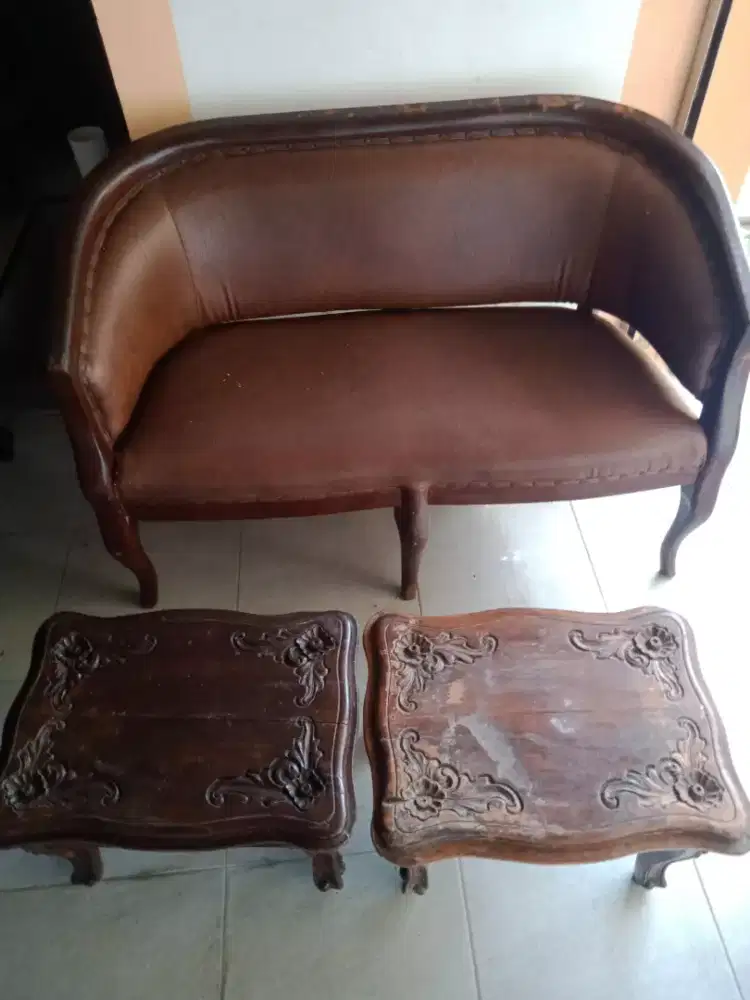 1 set meja kursi jati lawas