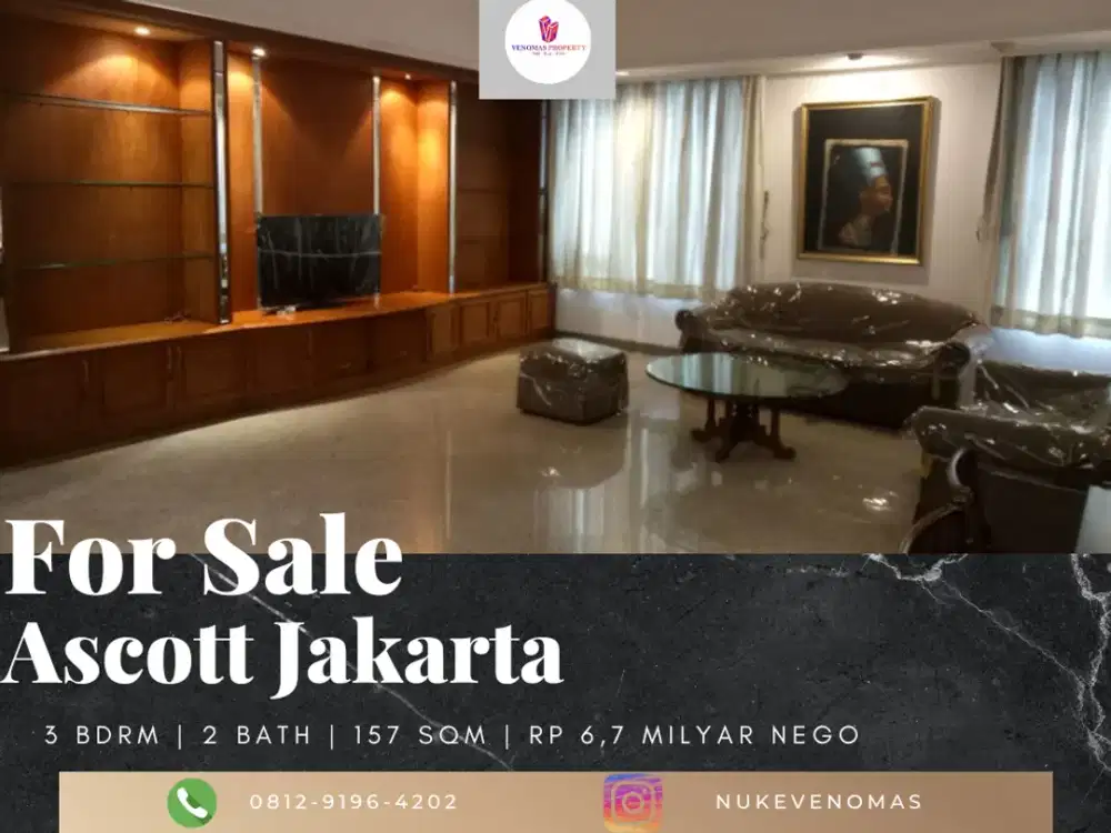 Dijual Ascott Jakarta Apartement 3 Bedrooms Full Furnished