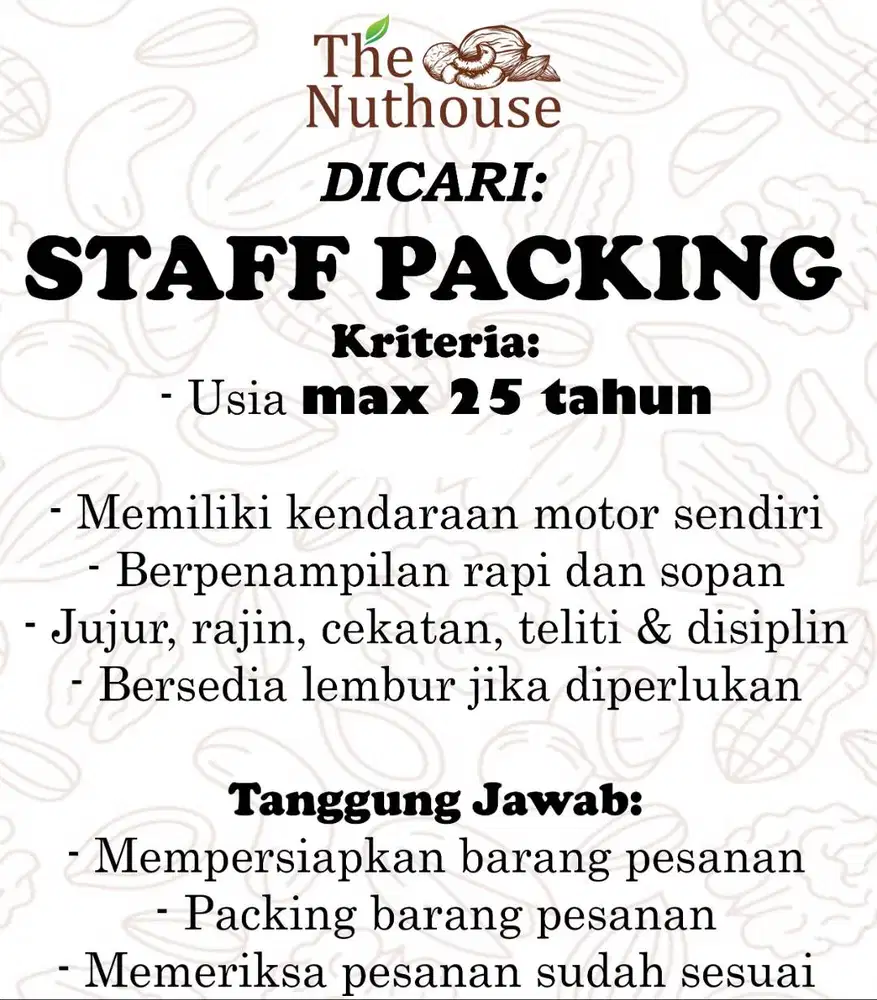 Dicari Staff Packing