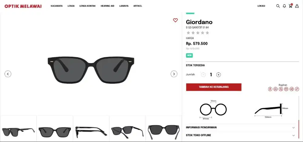 Kacamata Hitam Giordano | Optik Melawai