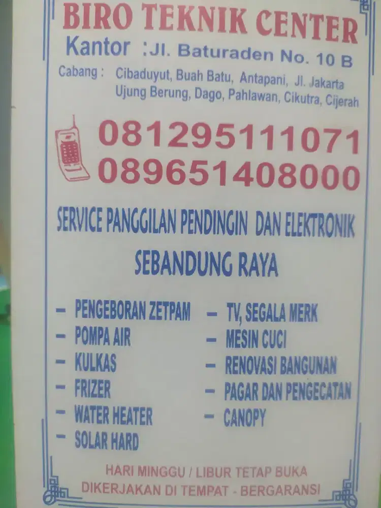 servise mesin cuci, kulkas, pompa air