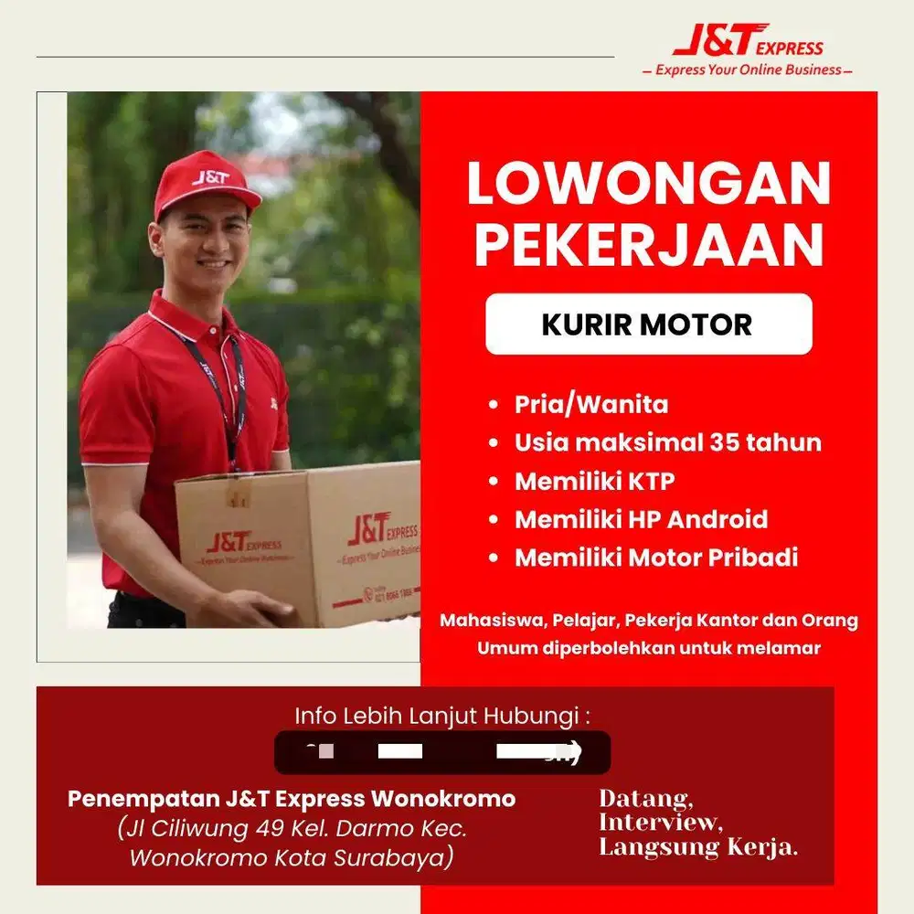KURIR MOTOR (DELIVERY) J&T EXPRESS WONOKROMO SURABAYA