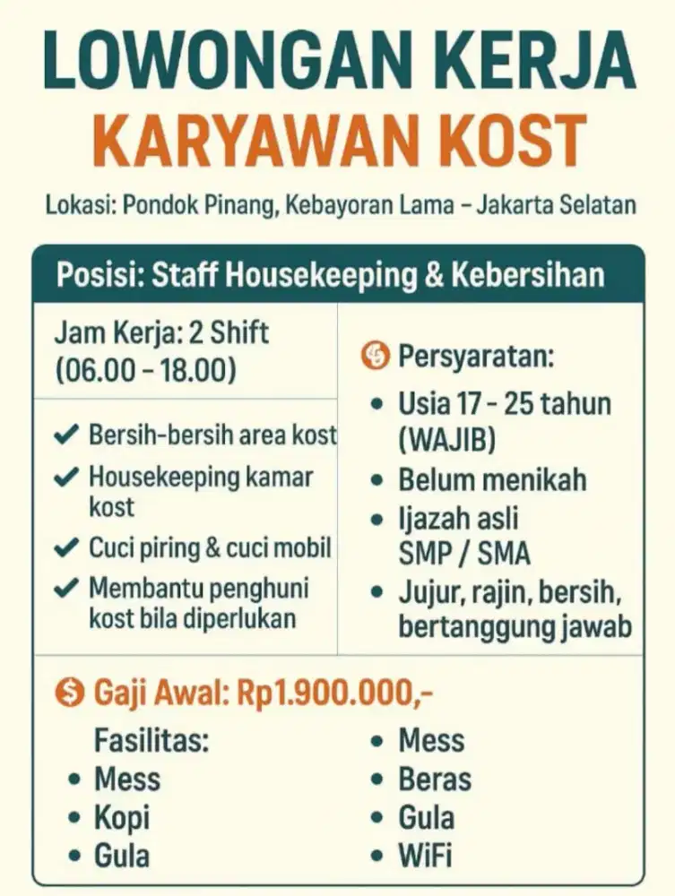 Nyari kariyawan umur 25 ke bawah