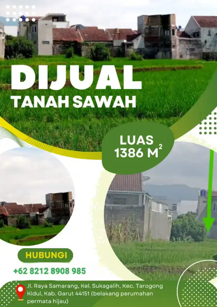 DIJUAL SAWAH PRODUKTIF BELAKANG PERUMAHAN